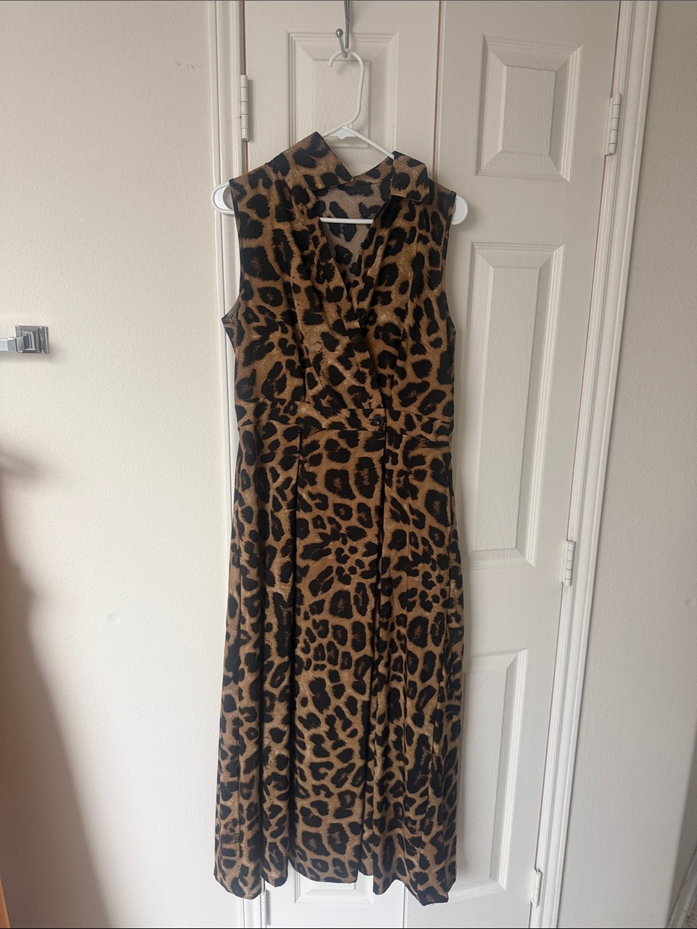 Leopard Print Sleeveless Maxi Dress - Brown/Black